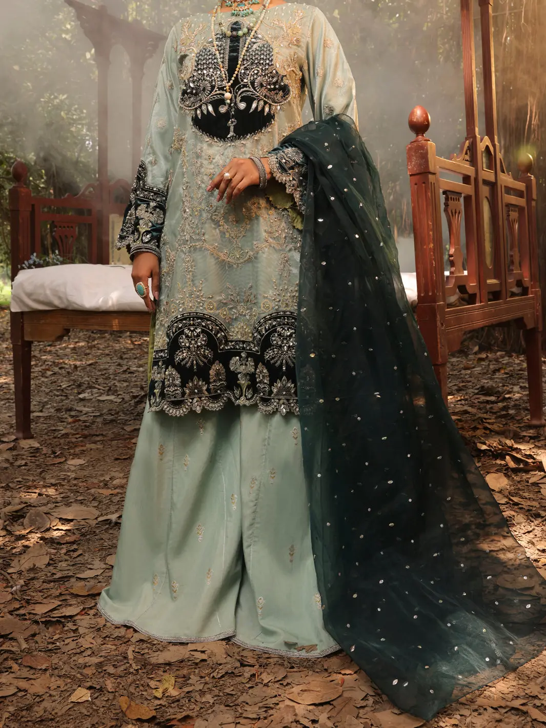Ice Blue Net 3Pc Formal Unstitched - Al-3Ps-Ls-Un-392 1