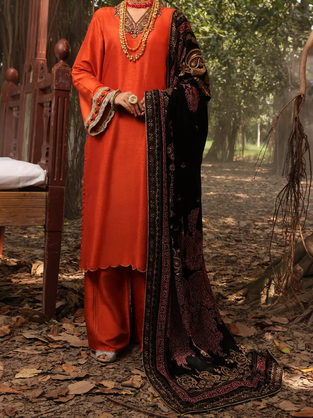 Rust Raw Silk 3Pc Formal Unstitched - Al-3Ps-Ls-Un-394 1