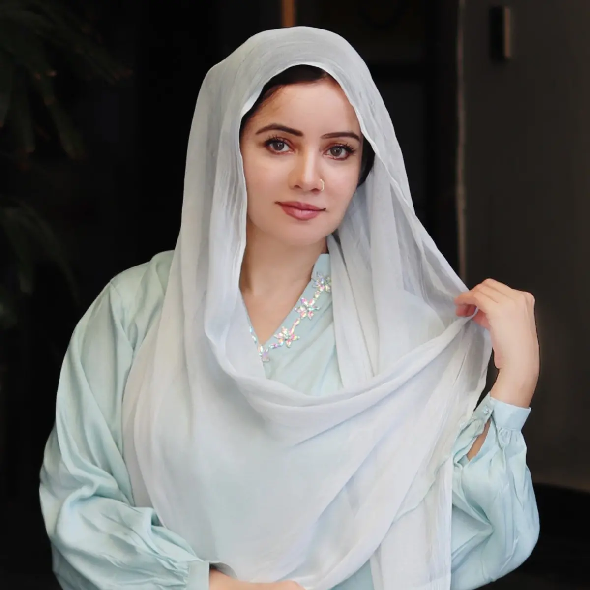 Grey Raw Silk Suit 2Pcs (Without Dupatta) 1