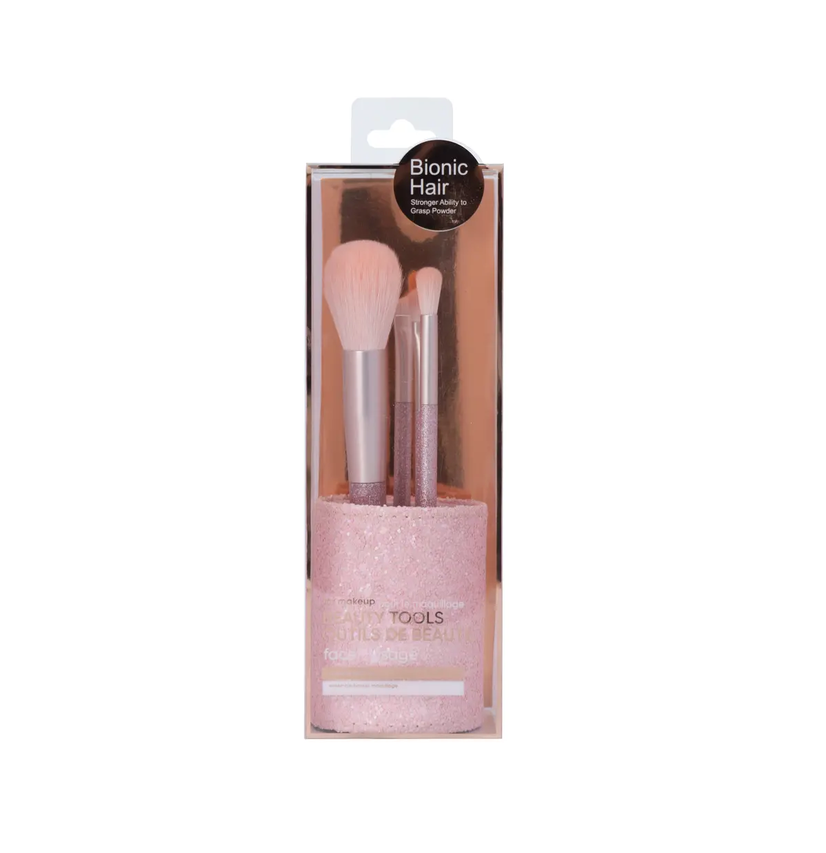 Makeup Brushes Set With Holder (4 Pcs, Pink) 1