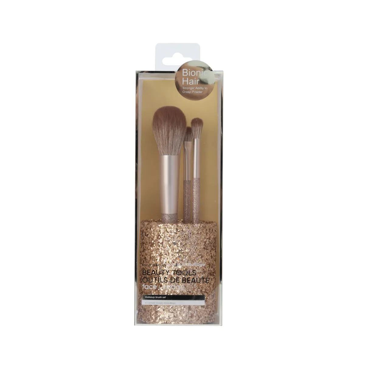 Makeup Brushes Set With Holder (4 Pcs, Gold) 1