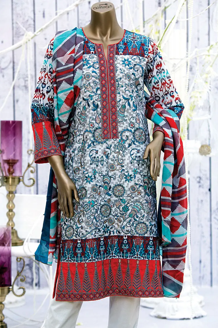 Grey 3Pc Unstitched - Alp-181 1