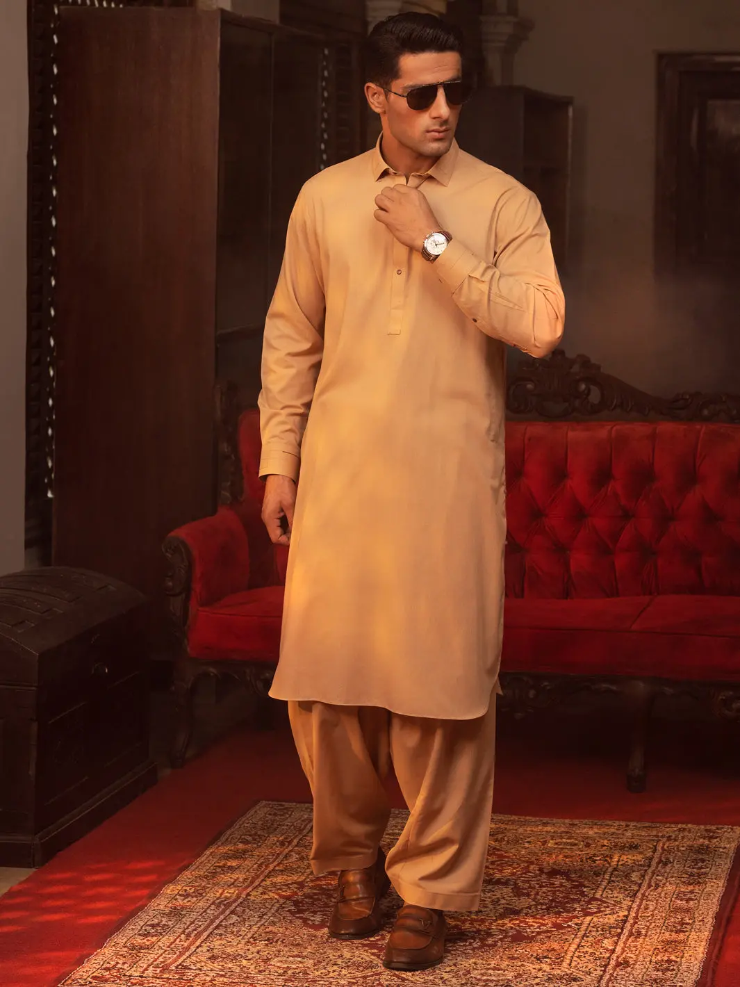 Beige Kameez Shalwar - Alwa-Ks-401 1