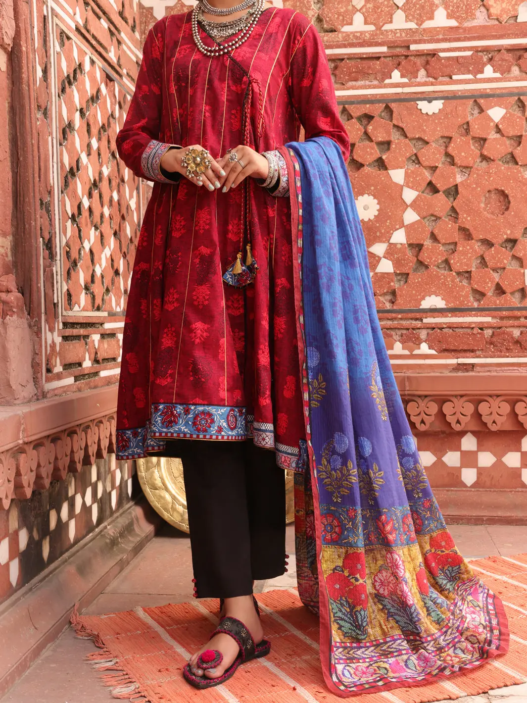 Red Cambric Unstitched 3Pc - Awp-3Ps-401 1