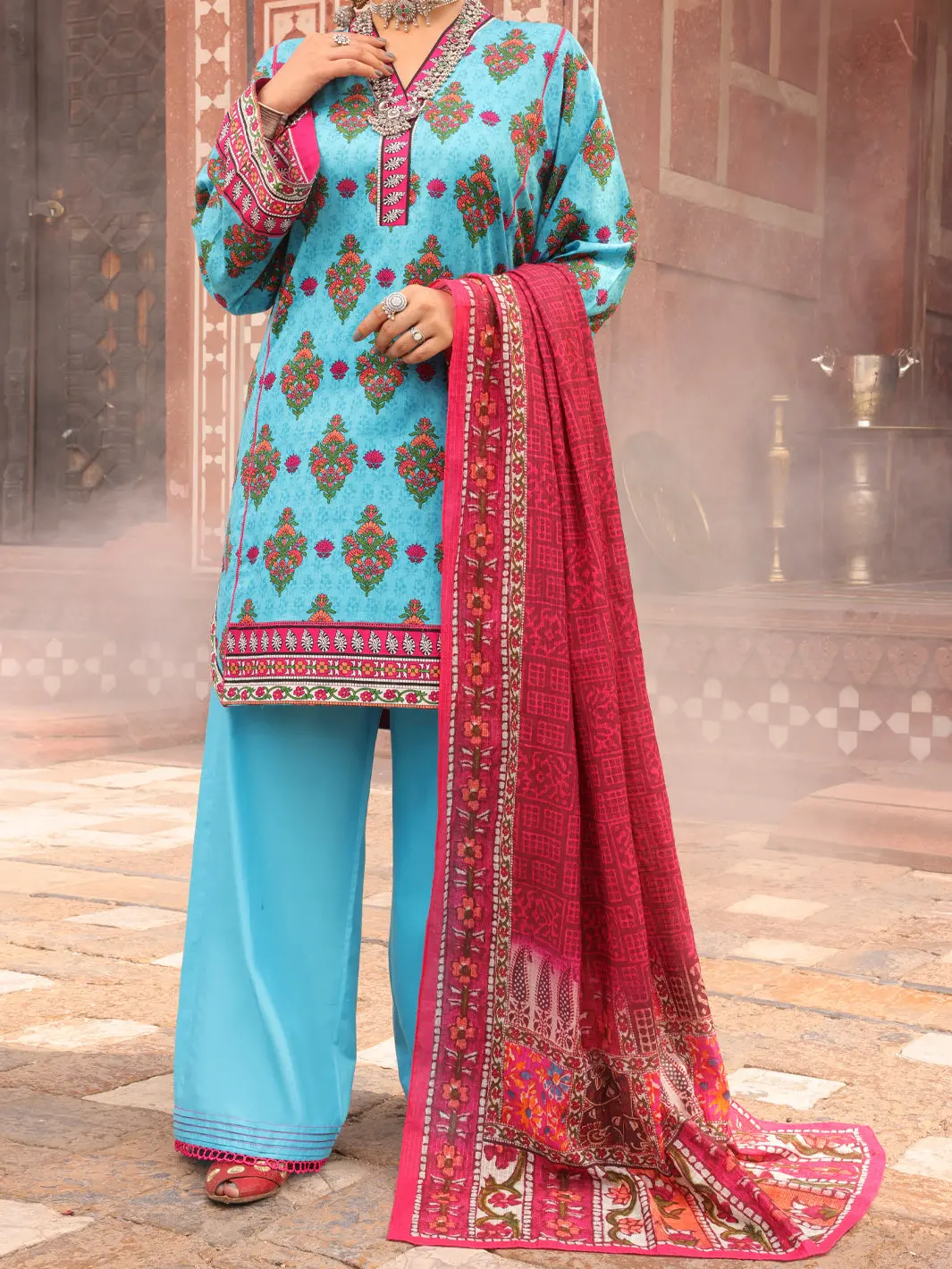Aqua Cambric 3Pc Stitched - Awp-3Ps-402 1