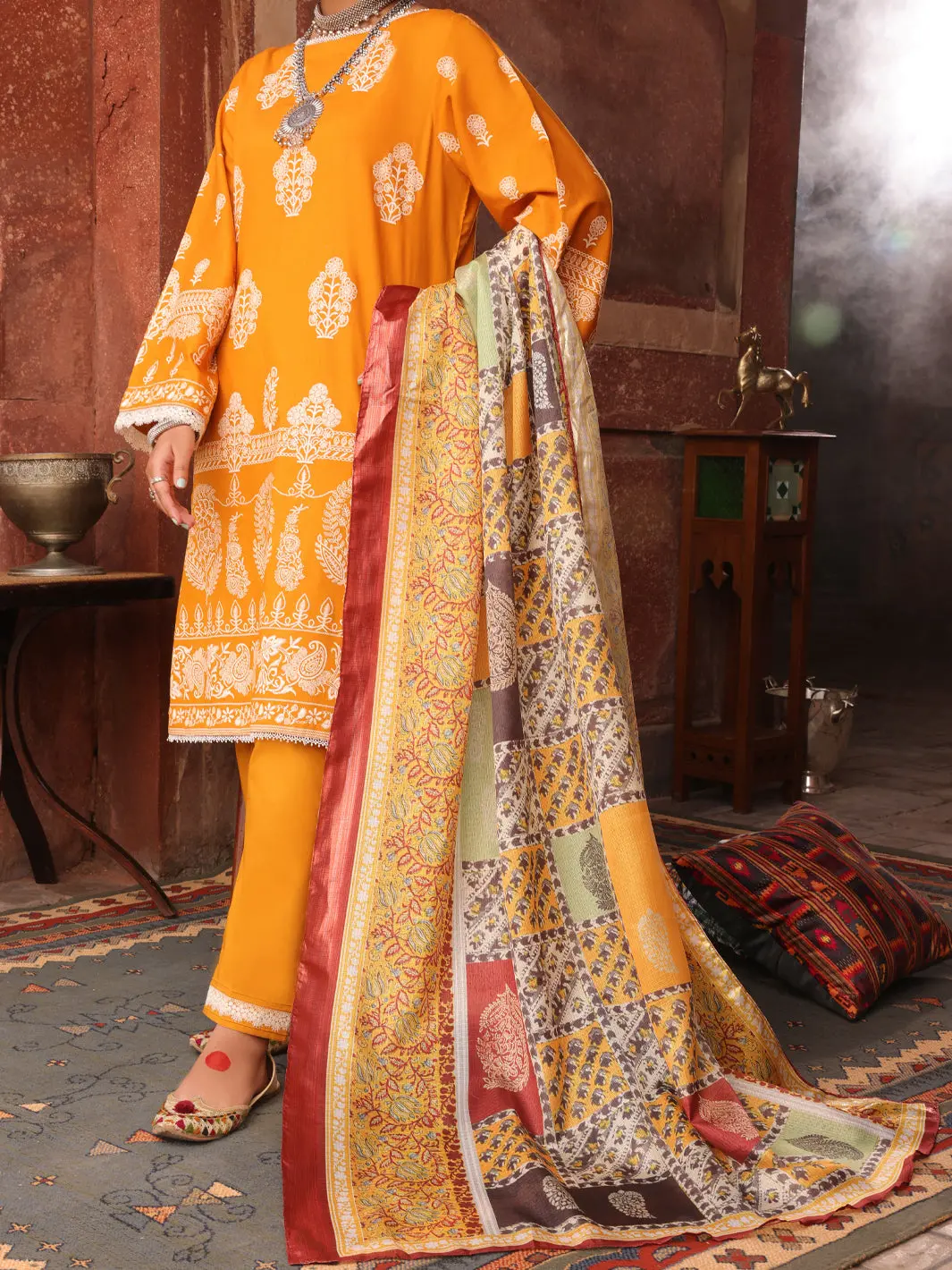 Yellow Cambric 3Pc Stitched - Awp-3Ps-404 1