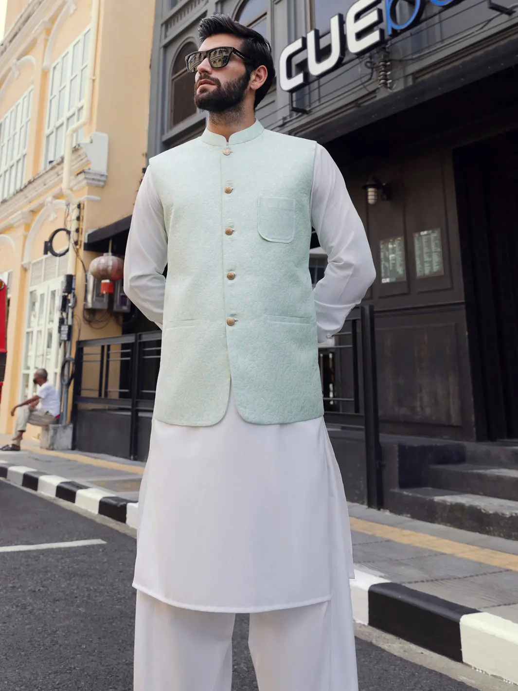 Sea Green Waistcoat - Al-Wc-405 1