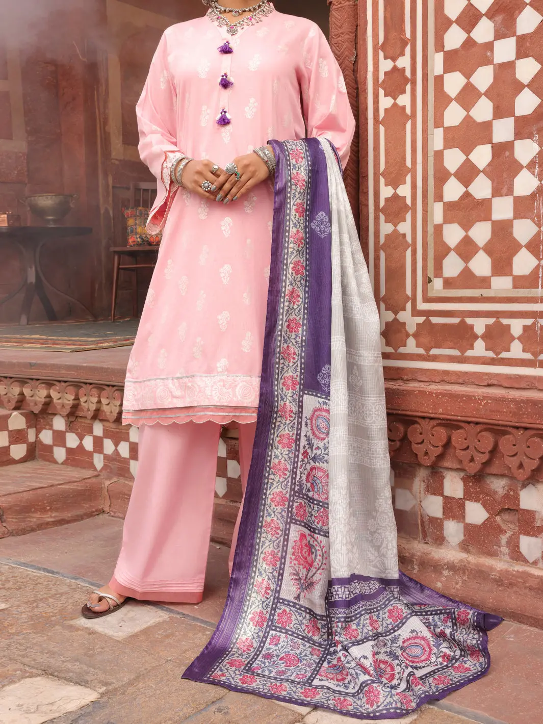 Pink Cambric 3Pc Stitched - Awp-3Ps-405 1