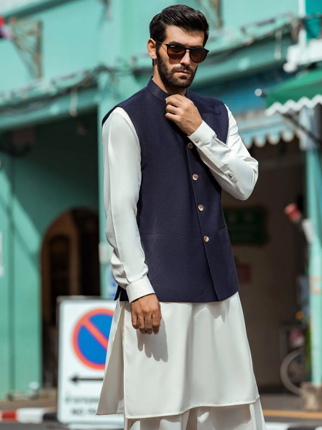 Navy Blue Waistcoat - Al-Wc-407 1