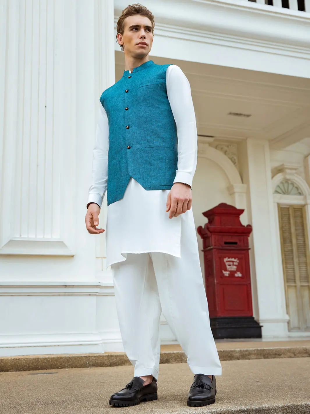 Sea Green Waistcoat - Al-Wc-409 1