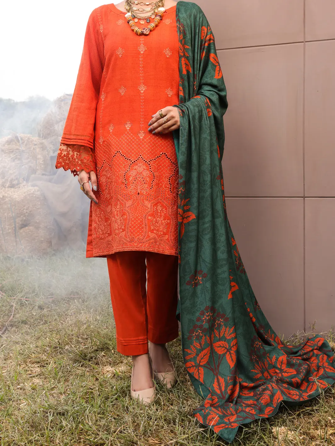 Orange Dobby Unstitched 3Pc - Awp-3Ps-412 1