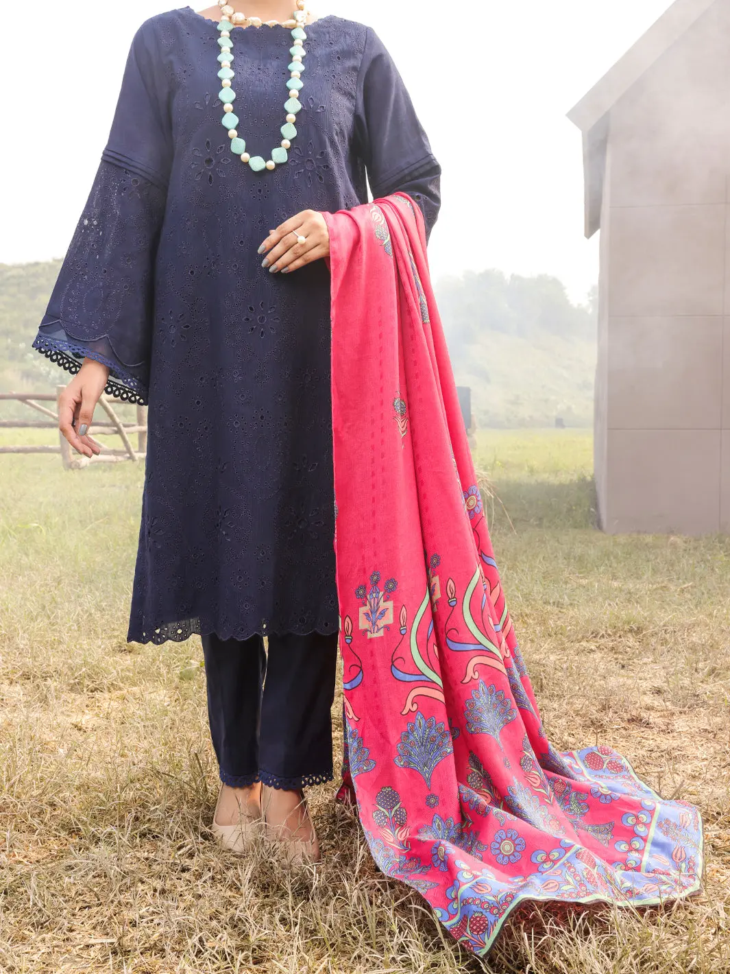Blue Khaddar Unstitched 3Pc - Awp-3Ps-416 1