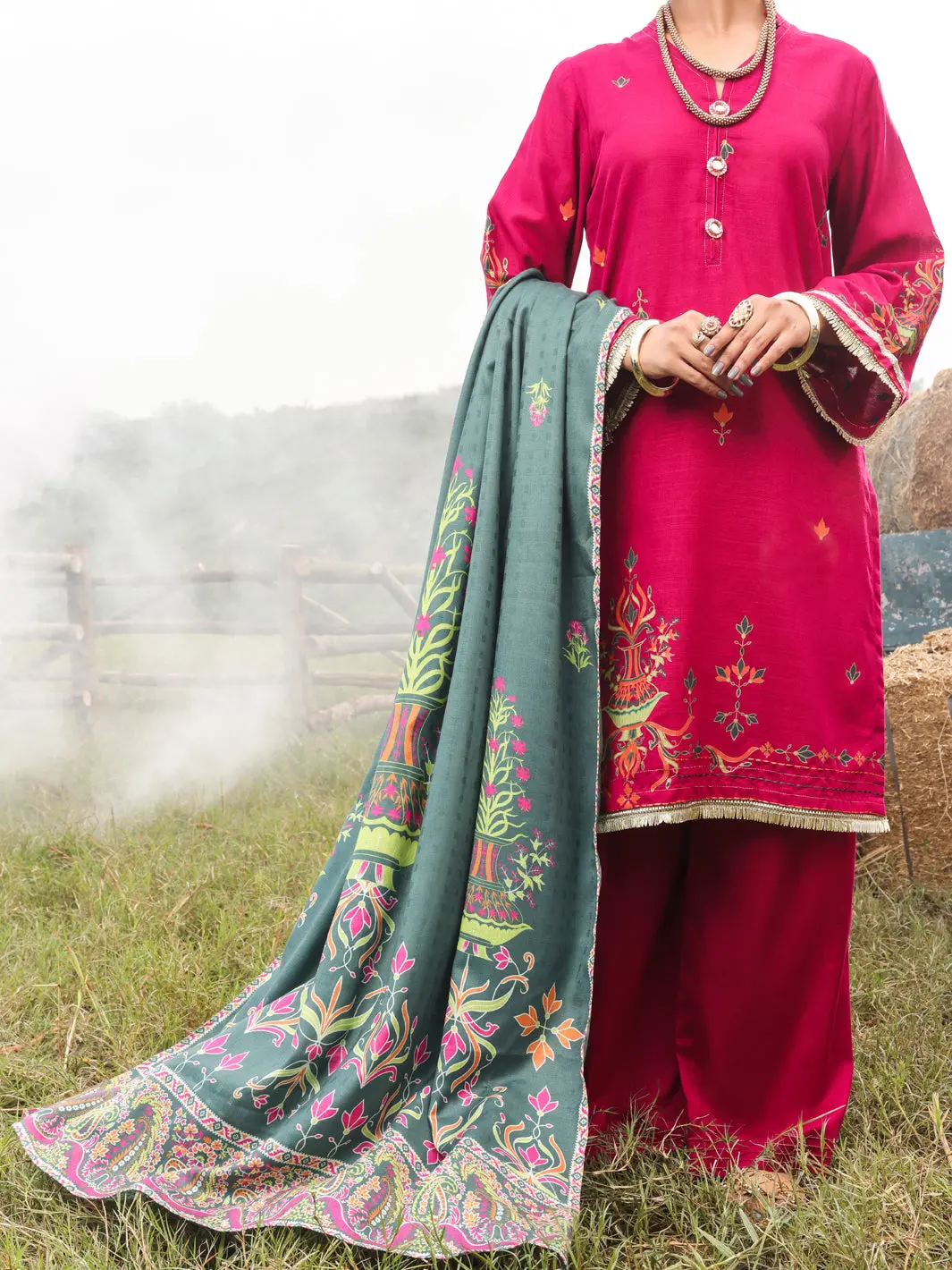 Fuchsia Khaddar 3Pc Stitched - Awp-3Ps-417 1