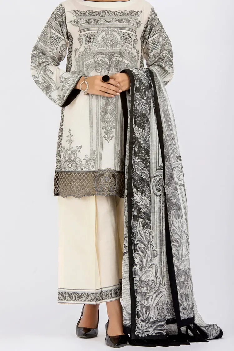 Off White Jacquard 3Pc Stitched - Alp-433 1