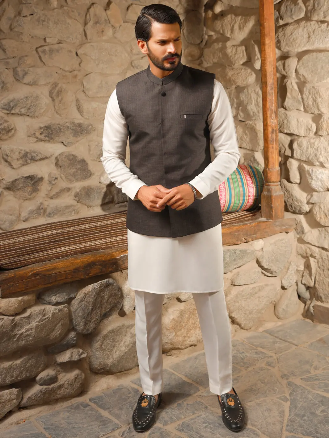 Dark Grey Blended Waistcoat - Al-Wc-437 1