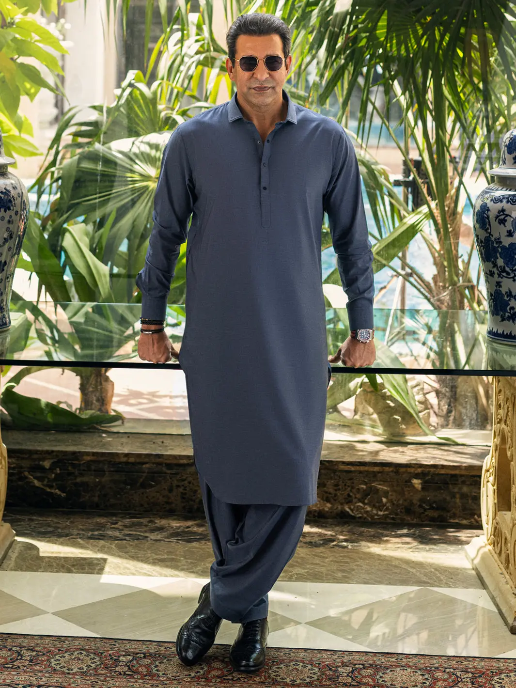 Charocal Grey Cotton Kameez Shalwar - Alwa-Ks-445 1