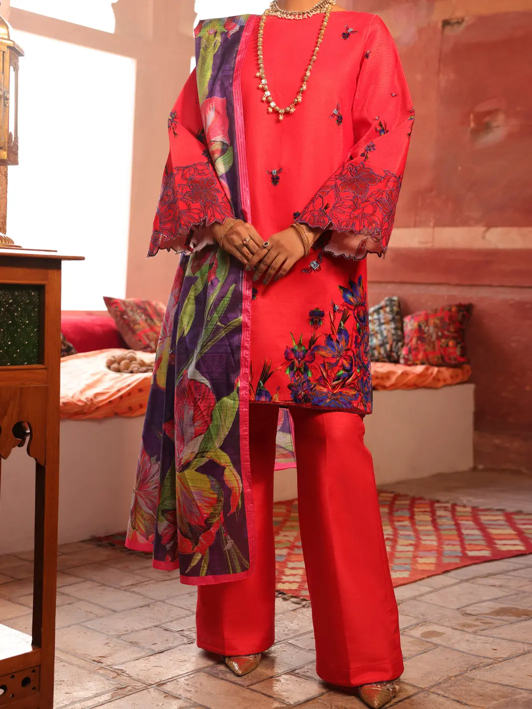Orange Velvet 3Pc Stitched - Awp-3Ps-447 1