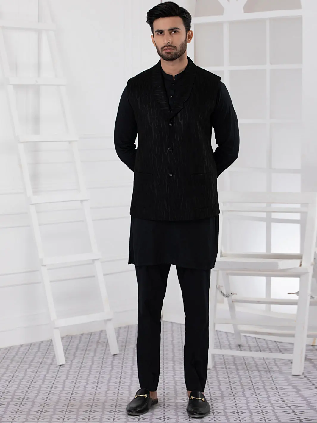 Black Blended Waistcoat - Al-Wc-447 1
