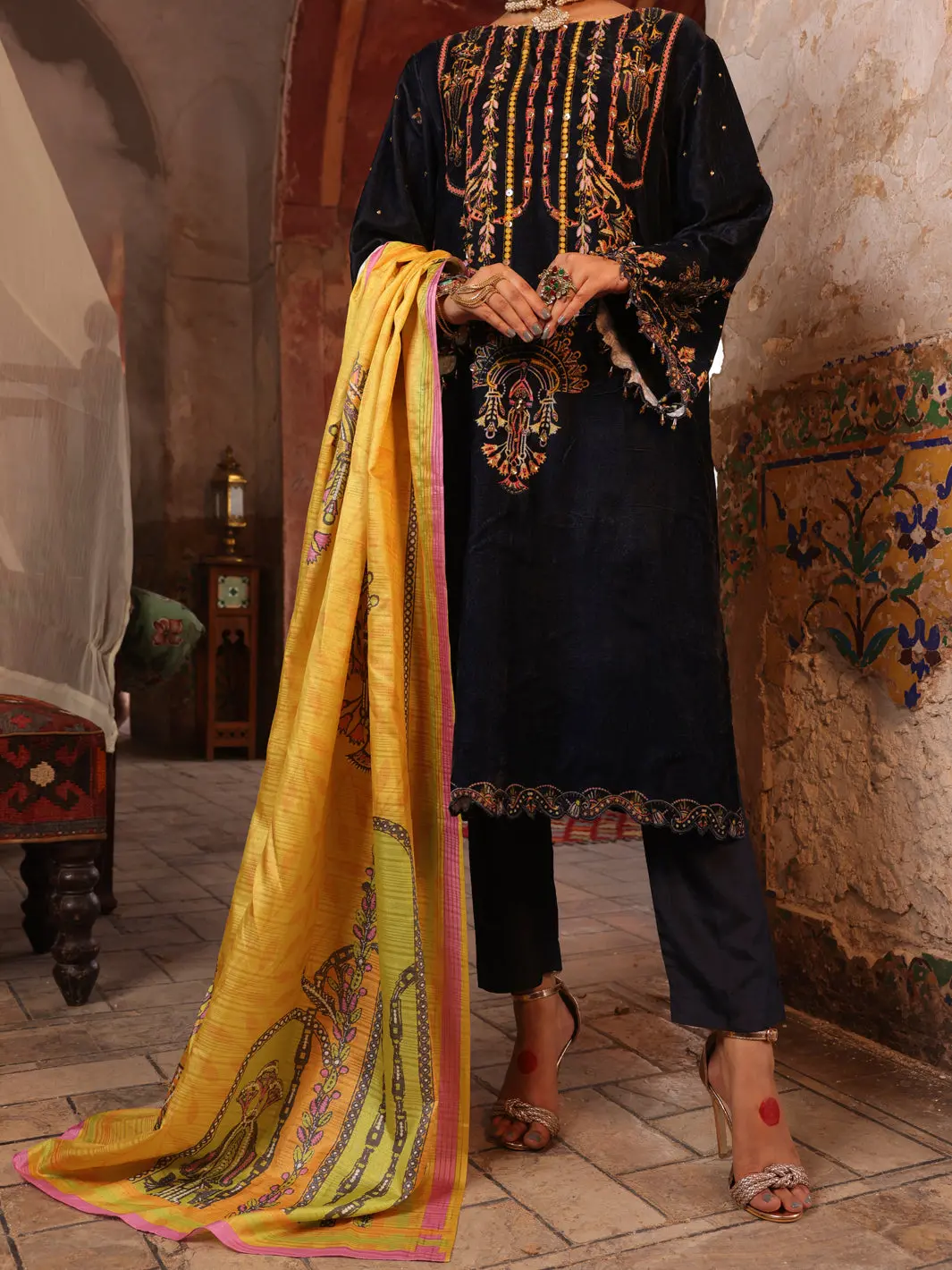 Blue Velvet 3Pc Stitched - Awp-3Ps-448 1