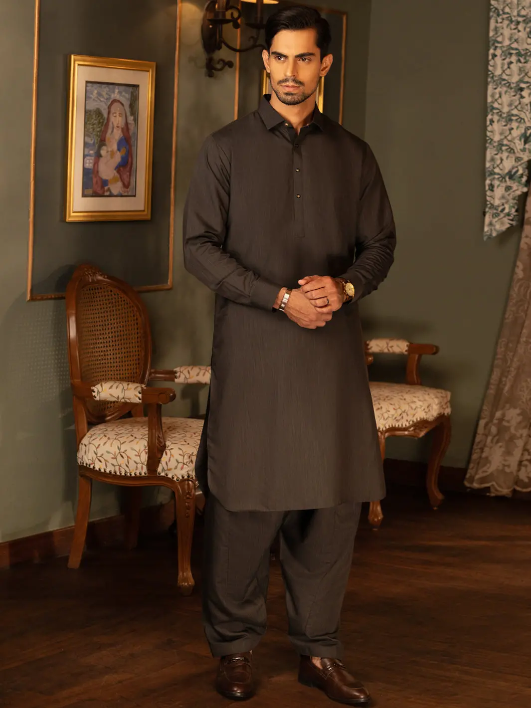 Green Blended Kameez Shalwar - Alwa-Ks-454 1