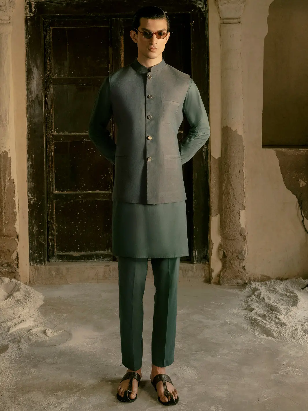Green Blended Waistcoat - Al-Wc-454 1