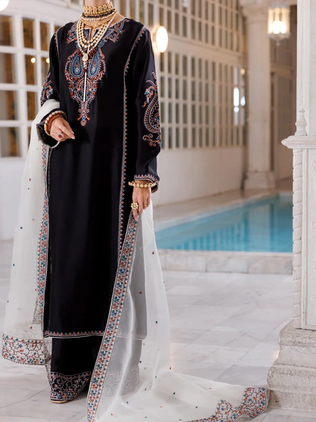 Black Sheesha Silk Formal 3Pc Stitched - Al-3Ps-Ls-458 1