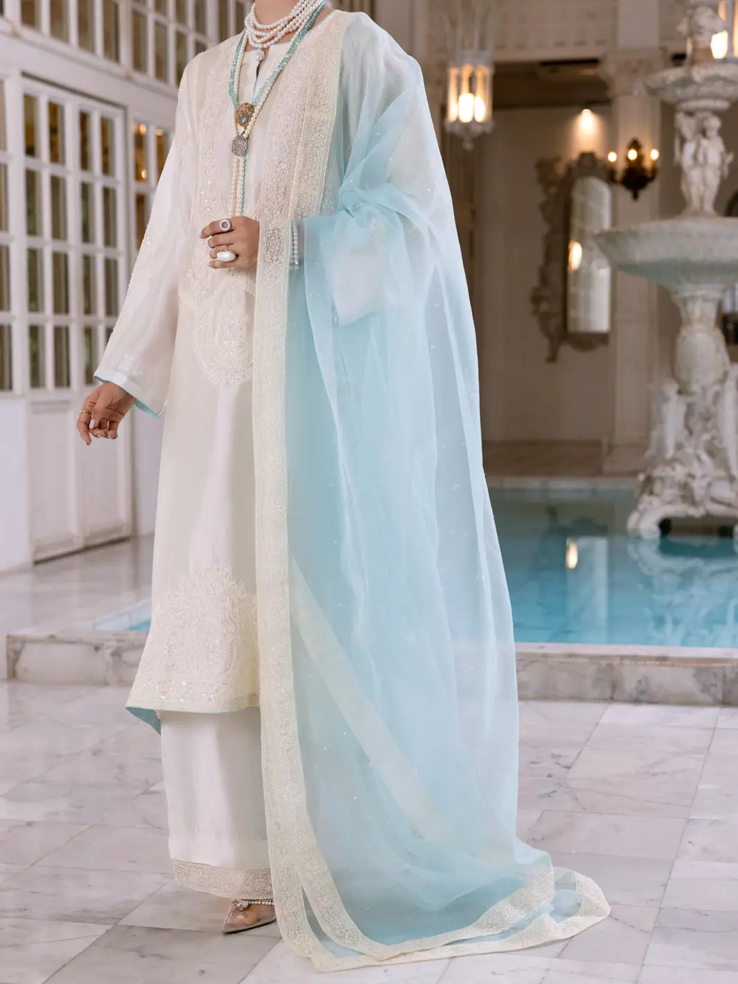 Off White Sheesha Silk Formal 3Pc Stitched - Al-3Ps-Ls-459 1