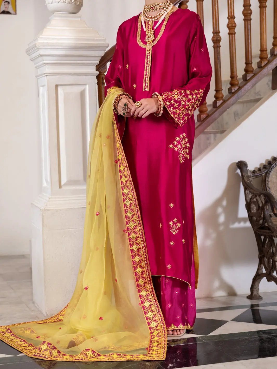 Fuchsia Sheesha Silk Formal 3Pc Stitched - Al-3Ps-Ls-461 1