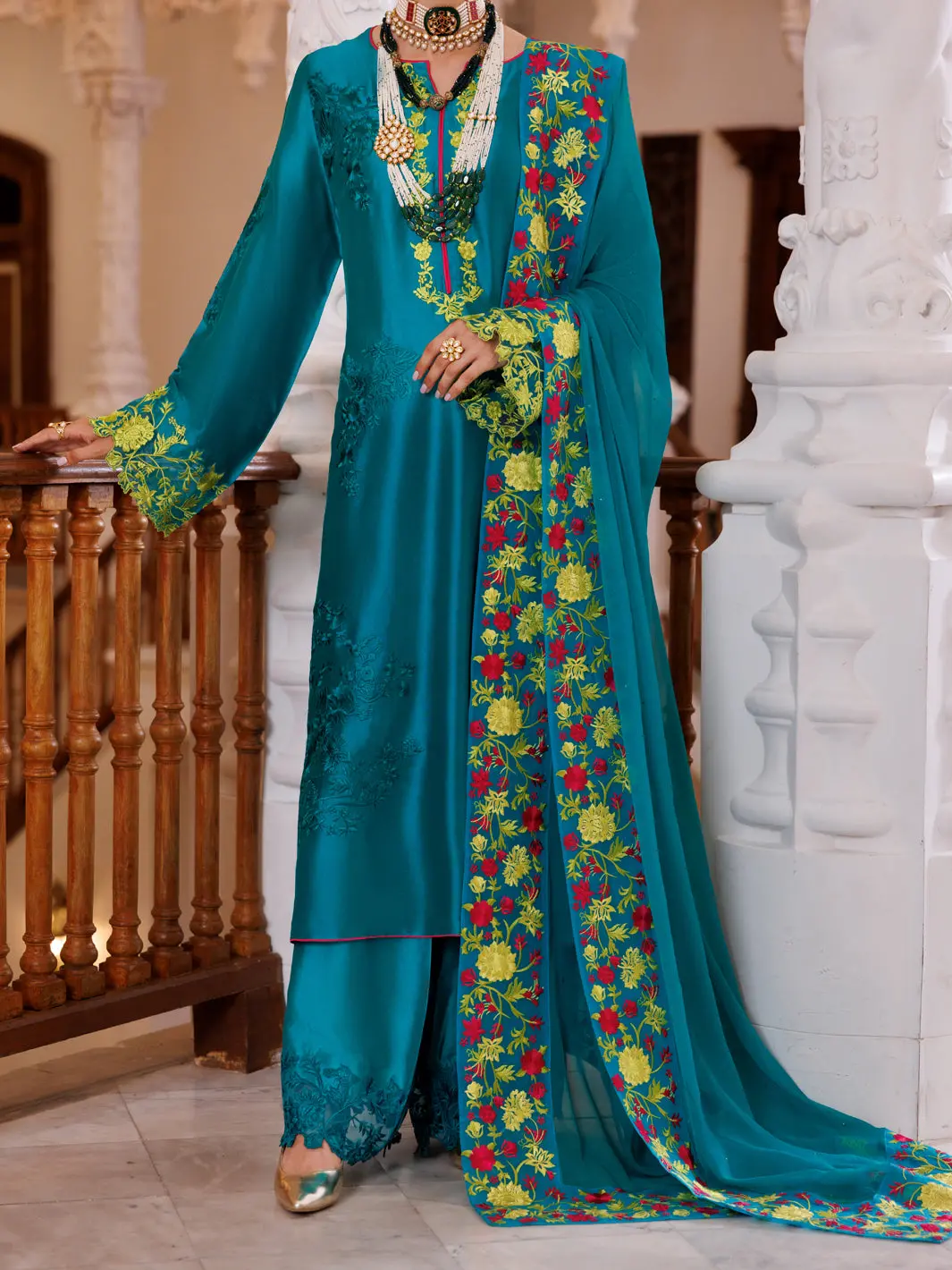 Sea Green Sheesha Silk Formal 3Pc Stitched - Al-3Ps-Ls-462 1