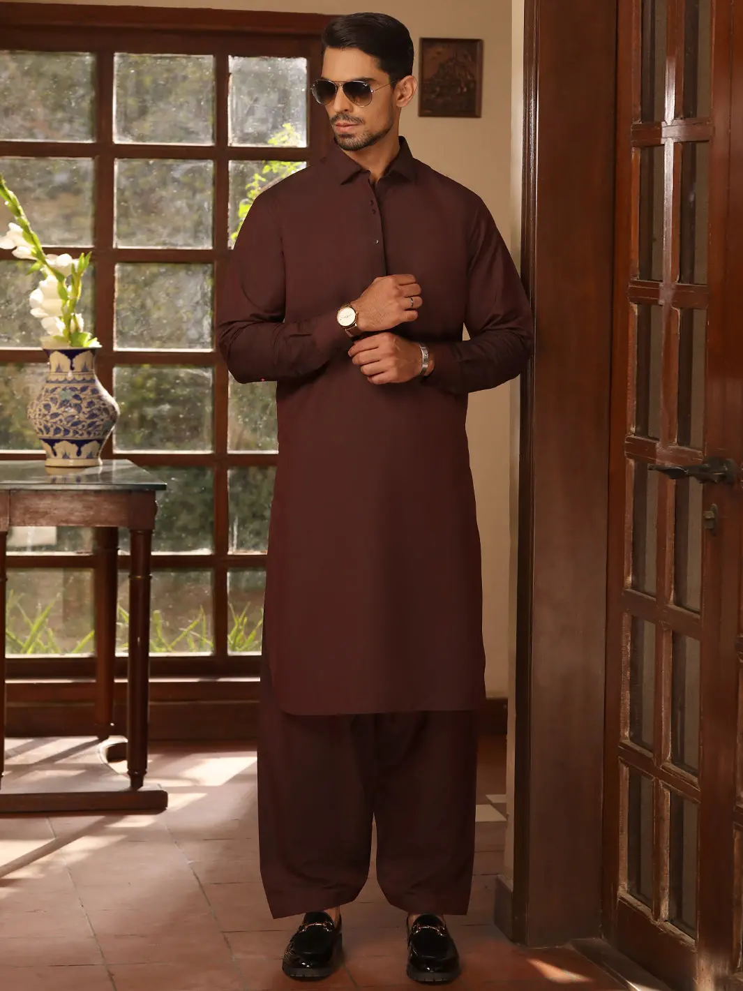 Maroon Blended Kameez Shalwar - Alwa-Ks-463 1