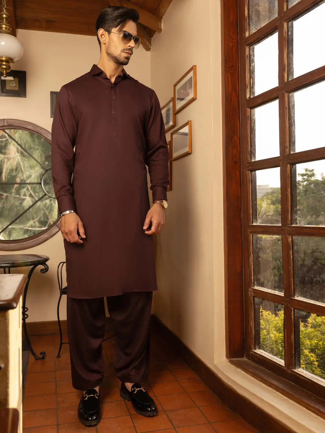 Burgundy Blended Kameez Shalwar - Alwa-Ks-465 1