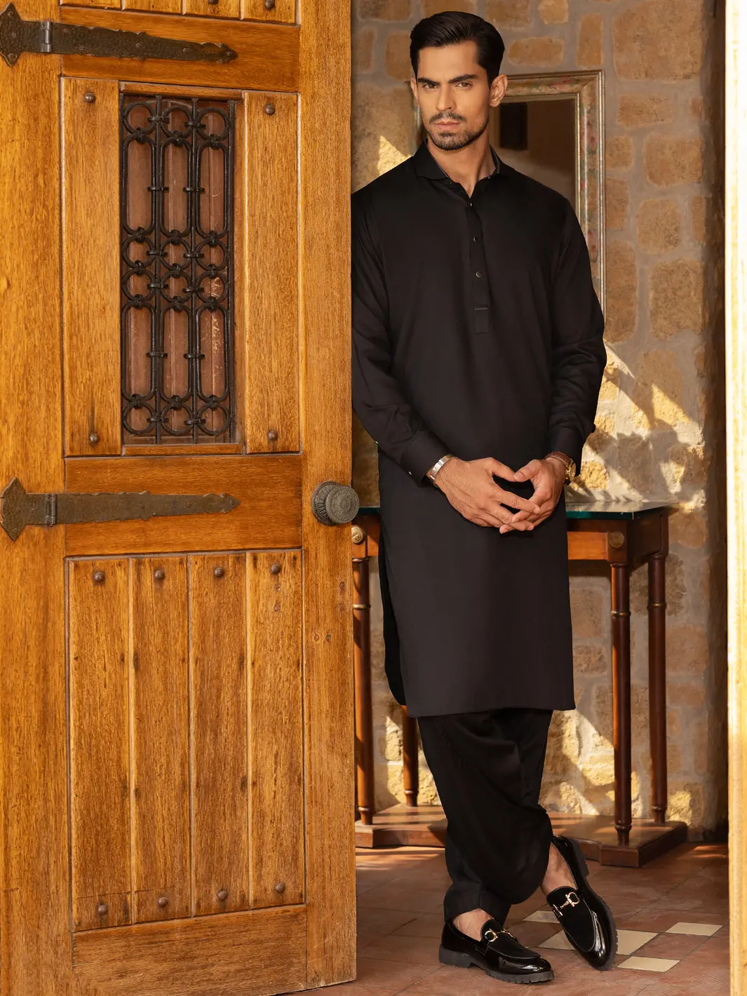 Black Blended Kameez Shalwar - Alwa-Ks-468 1