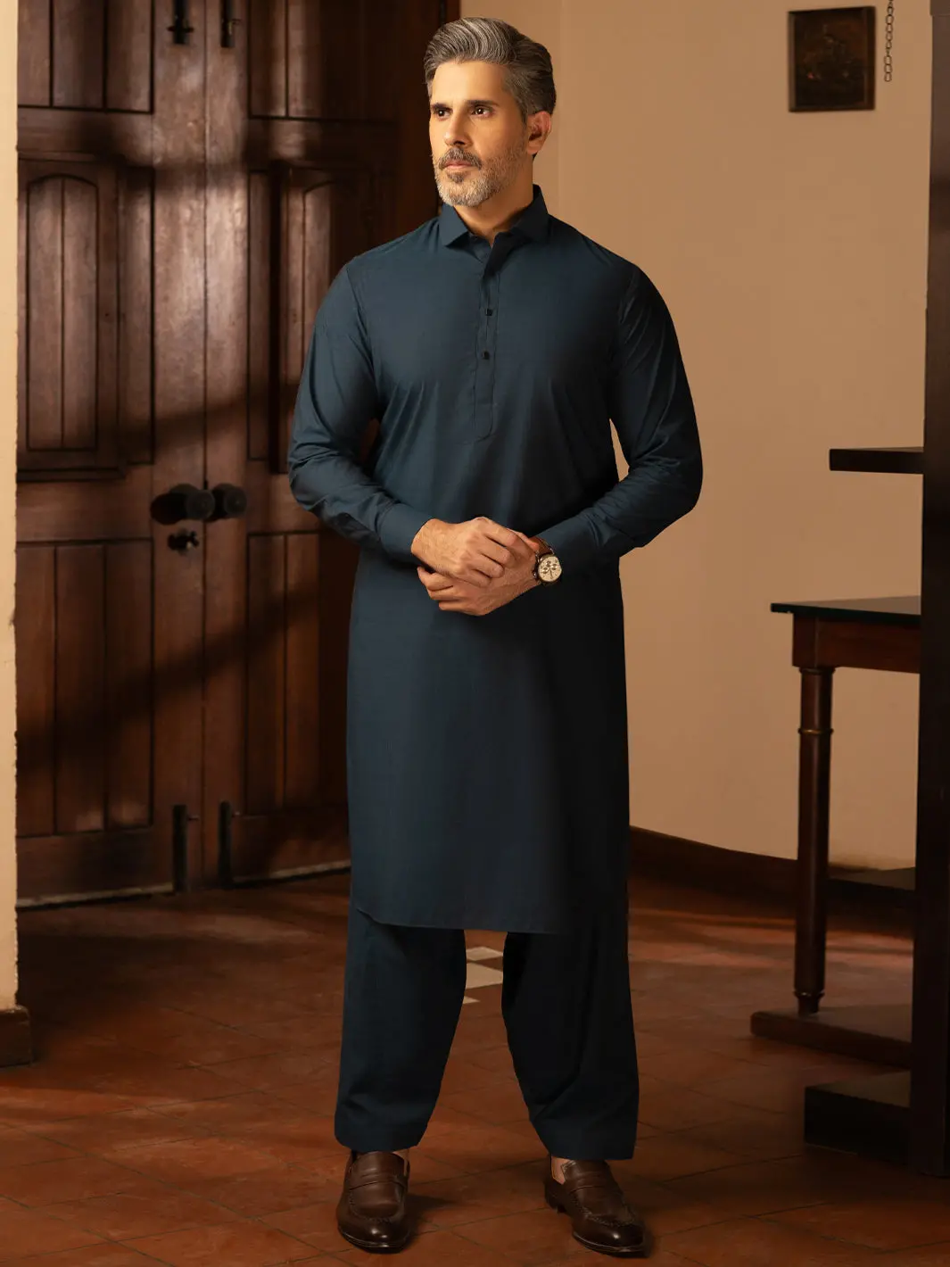 Blue Cotton Kameez Shalwar - Alwa-Ks-471 1