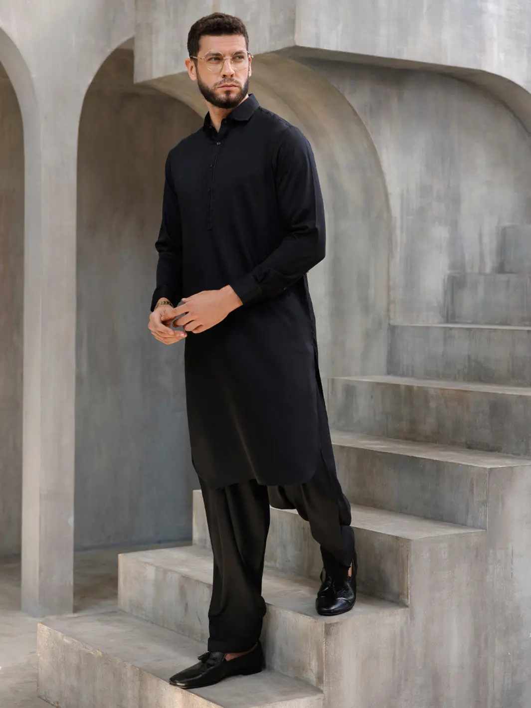 Black Blended Kameez Shalwar - Alwa-Ks-477 1