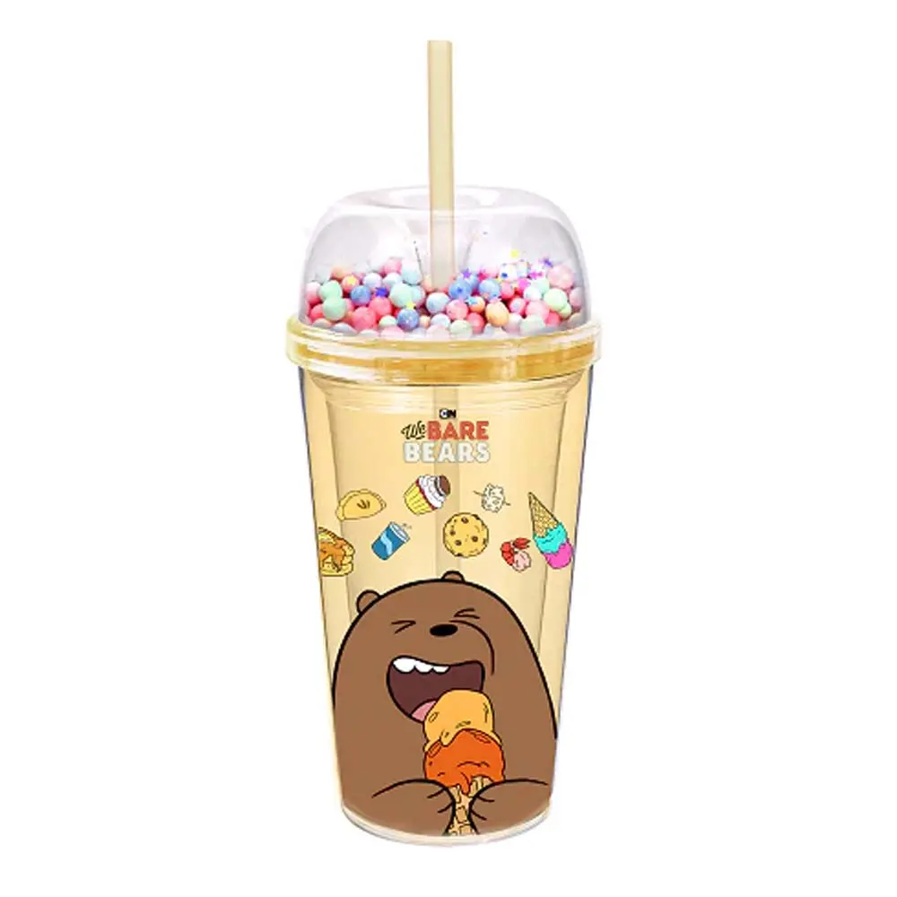 We Bare Bears Collection Water Bottle With Straw (420Ml)(Grizz) 1