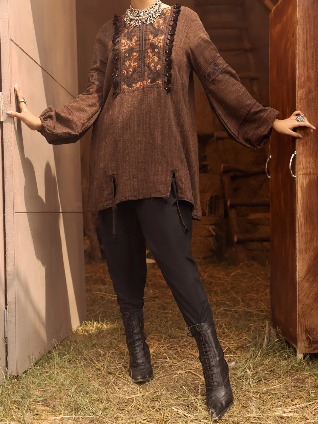 Copper Yarn-Dyed Two Tone Tunic - Awp-Lk-481 1