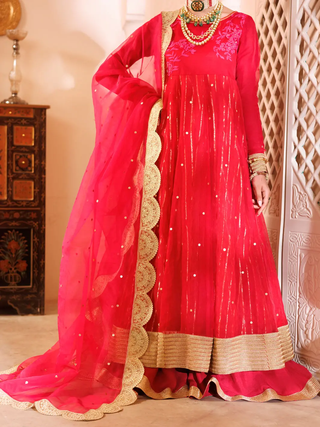 Pink Organza Formal 3Pc Stitched - Al-3Ps-Ls-483 1