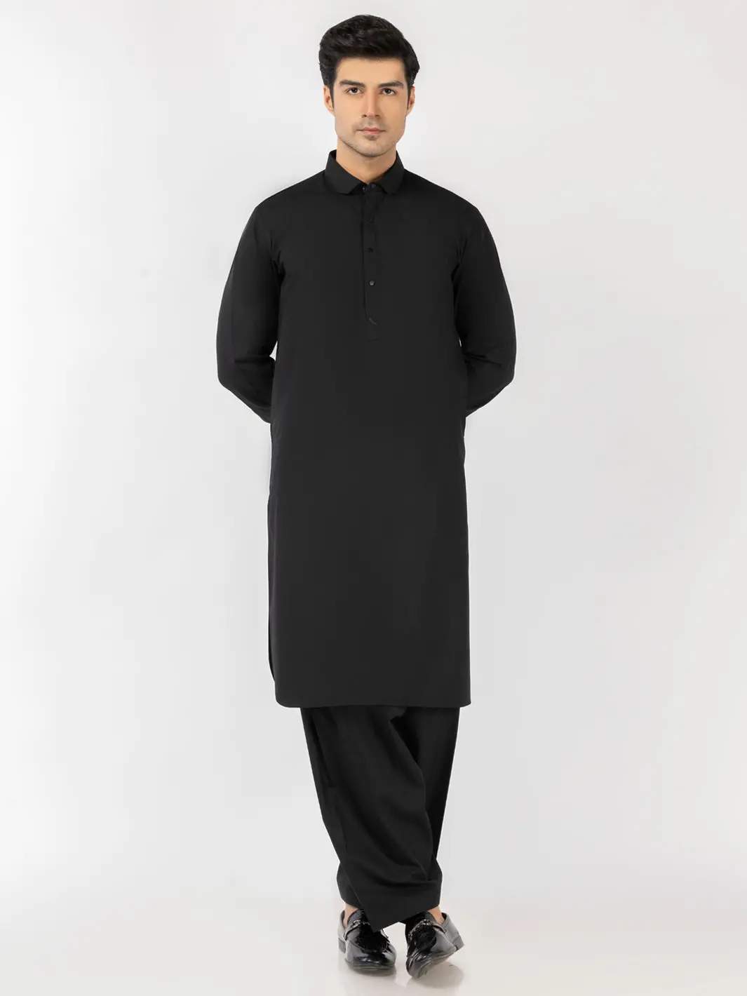 Black Blended Kameez Shalwar - Alwa-Ks-483 1