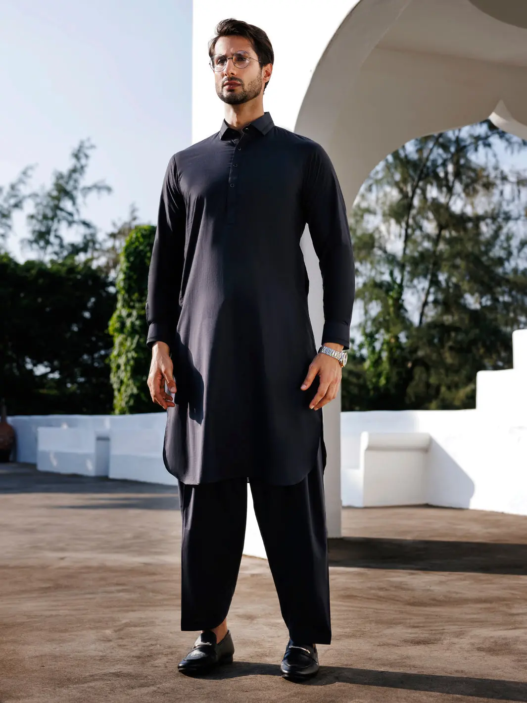 Black Cotton Kameez Shalwar - Alwa-Ks-484 1