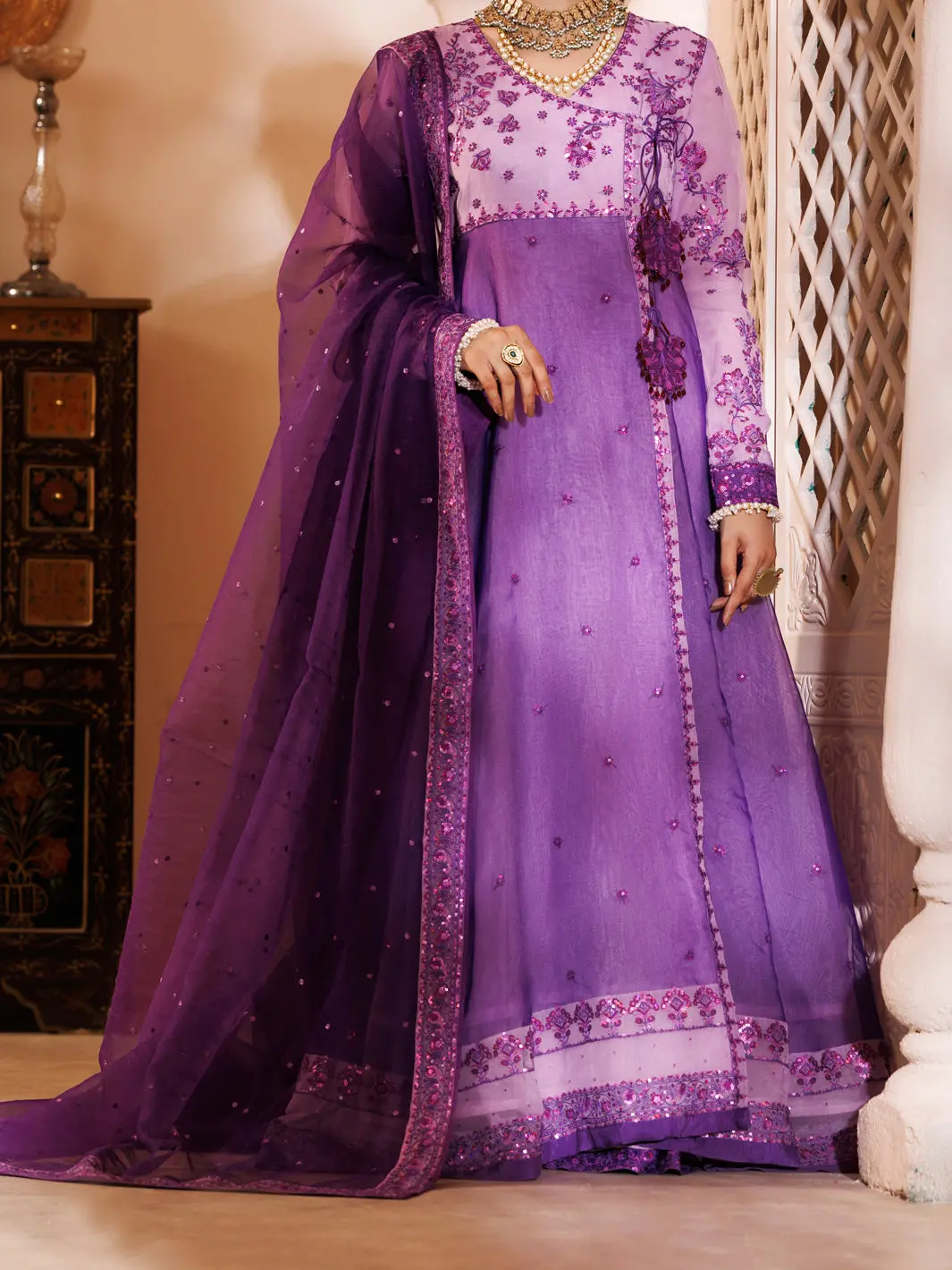 Purple Organza Formal 3Pc Stitched - Al-3Ps-Ls-485 1