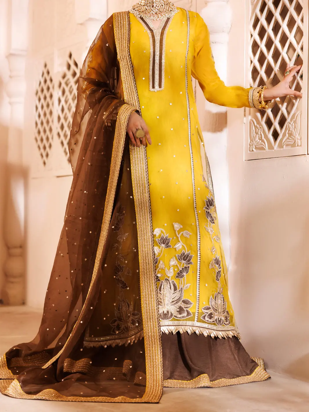 Yellow Organza Formal 3Pc Stitched - Al-3Ps-Ls-486 1