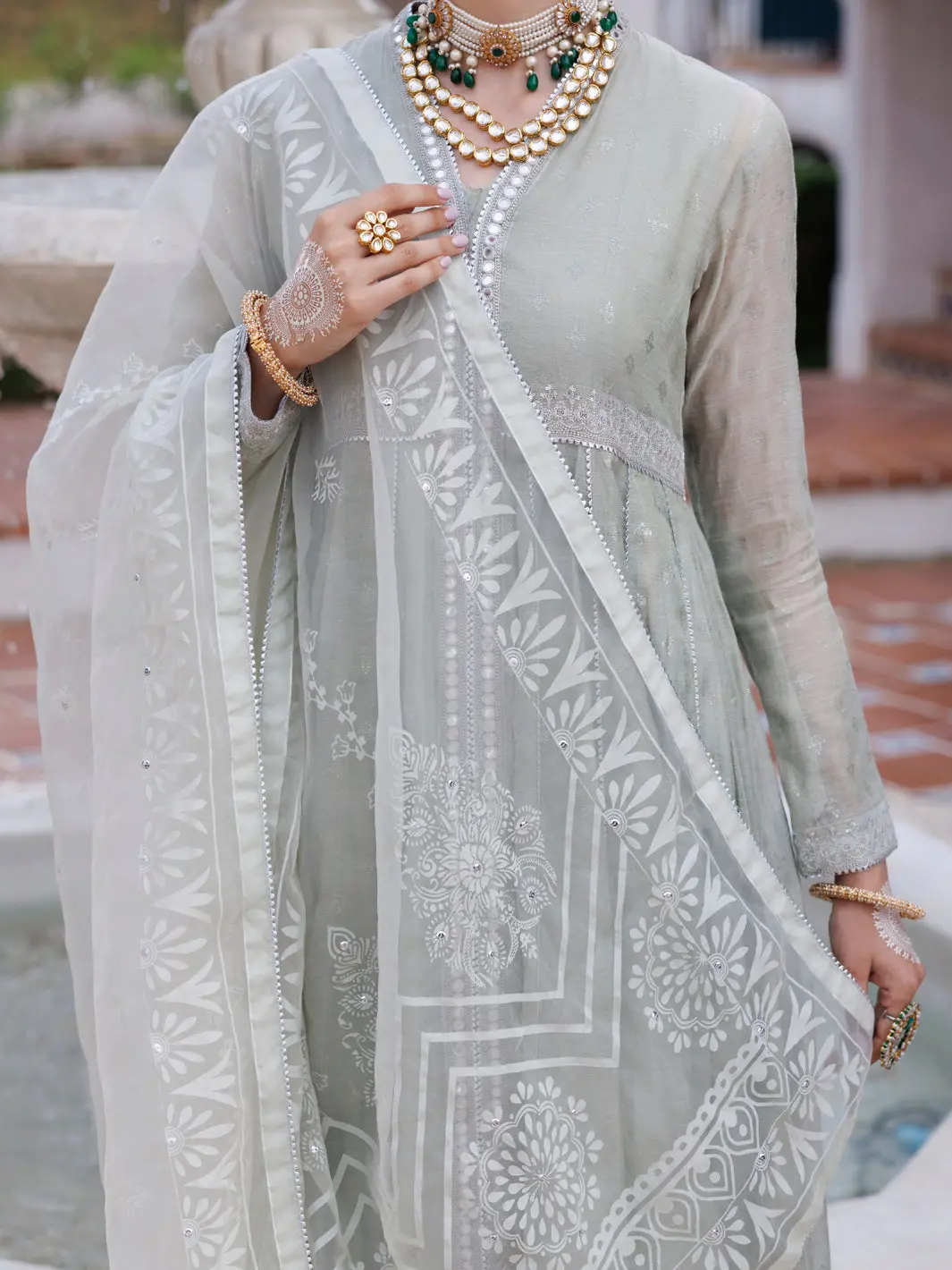 Pistachio Green Mesuri Net Formal 3Pc Stitched - Al-3Ps-Ls-490 4