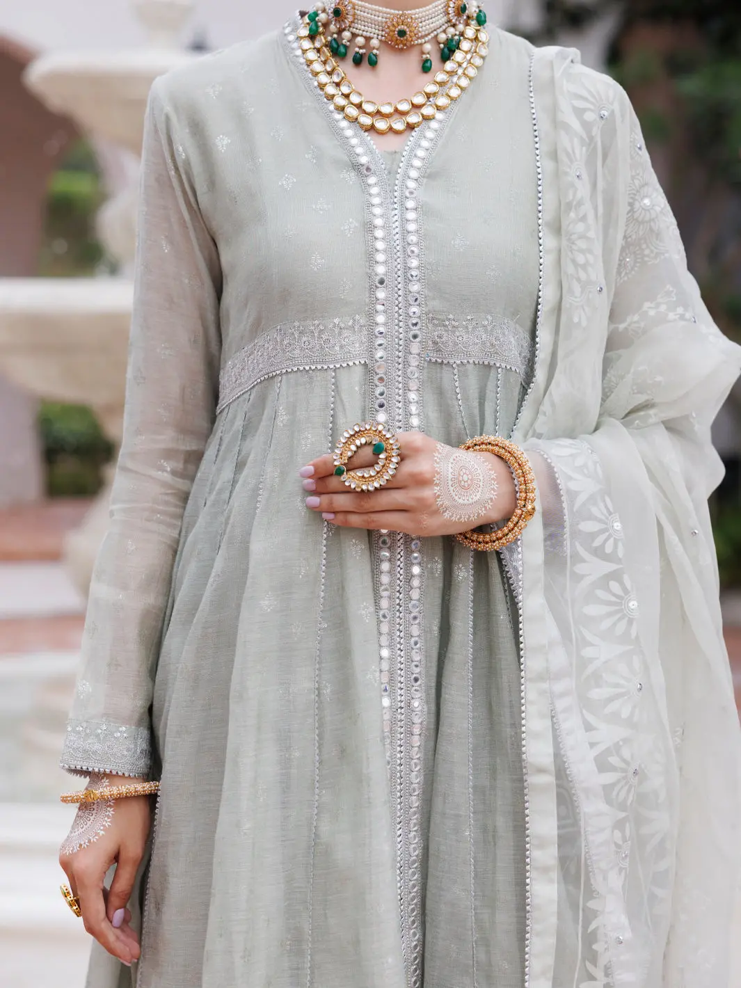 Pistachio Green Mesuri Net Formal 3Pc Stitched - Al-3Ps-Ls-490 3