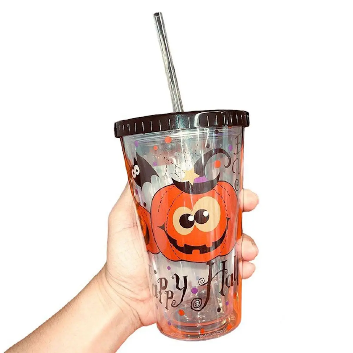 Plastic Cup With Straw (Flat Lid) 1