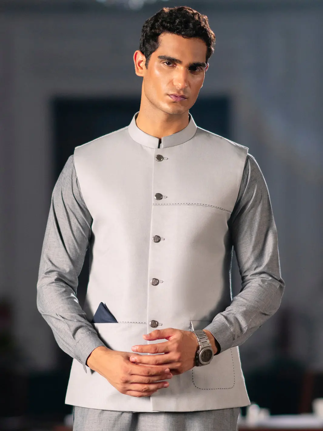 Ash Grey Blended Waistcoat - Al-Wc-562 1