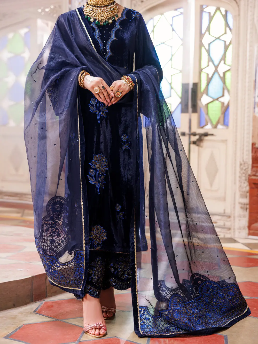 Blue Velvet Formal 3Pc Stitched - Al-3Ps-Ls-494 1