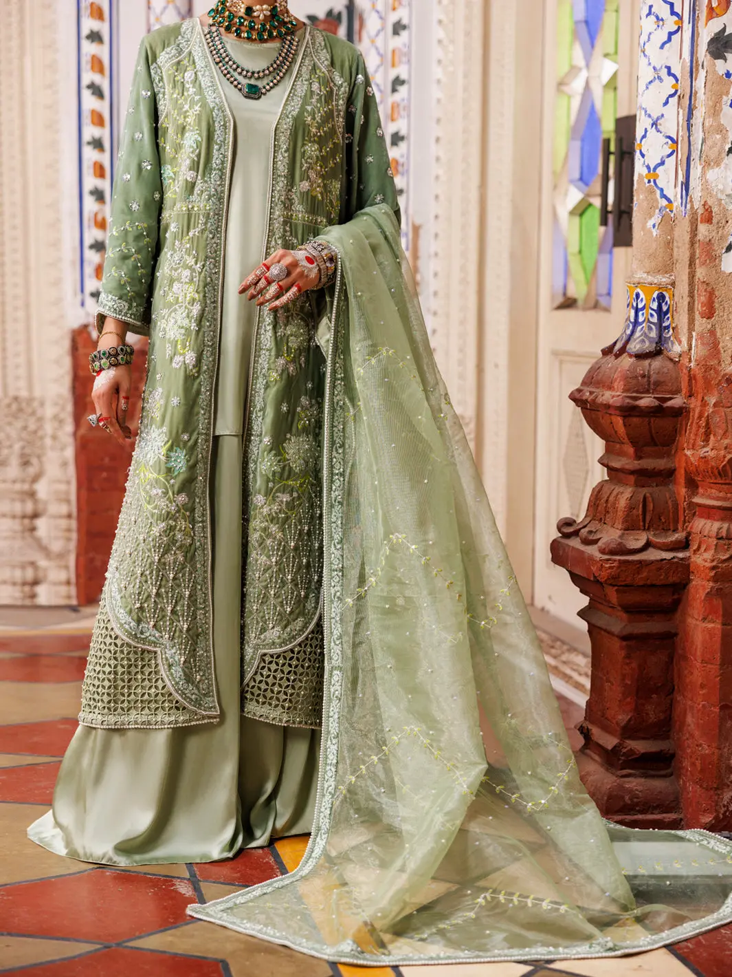 Pistachio Green Velvet Formal 3Pc Unstitched - Al-3Ps-Ls-Un-497 1