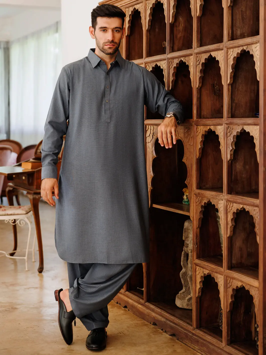 Blue Blended Kameez Shalwar - Alwa-Ks-498 1