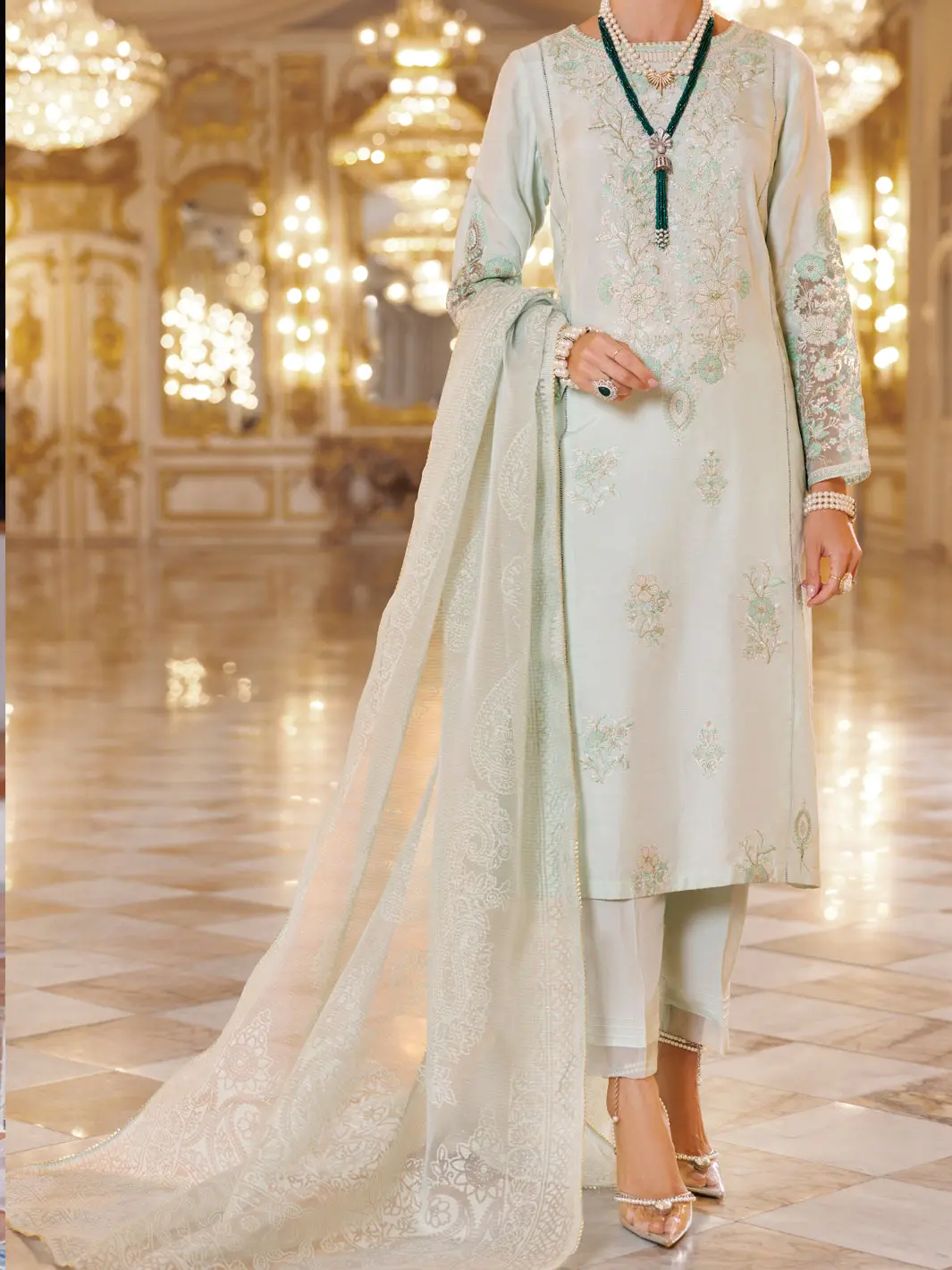 Light Green Sheesha Silk Formal 3Pc Stitched - Al-3Ps-Ls-502 1