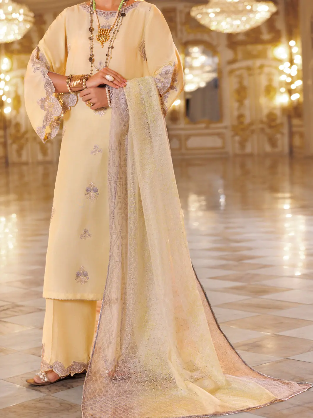 Lemon Sheesha Silk Formal 3Pc Stitched - Al-3Ps-Ls-503 1